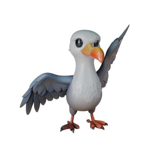 Cartoon Albatros 3D Modell - Stilisierte Asset für Animation | PBR