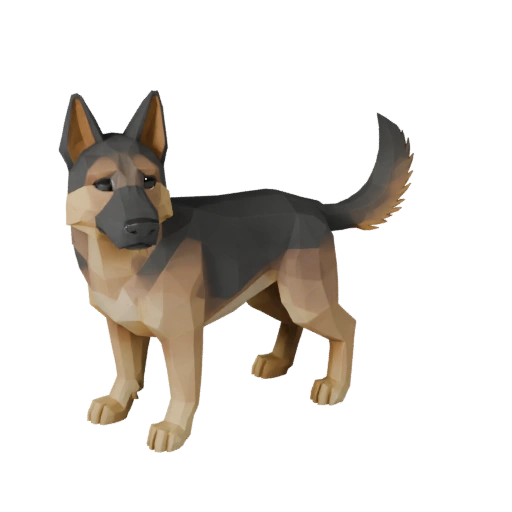 Modello 3D Pastore Tedesco Low Poly - Asset di Gioco Unity con FBX