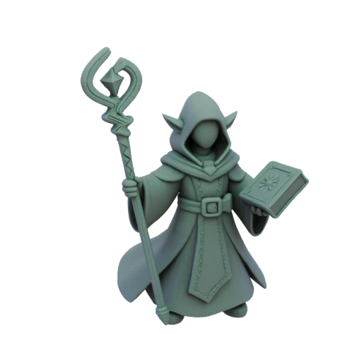 Miniatura STL de Mago Elfo de Fantasía - Defensiva