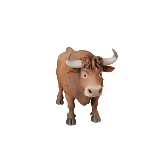 Modello 3D Toro Cartone Animato - Asset Stilizzato per Animazione | Royalty-Free