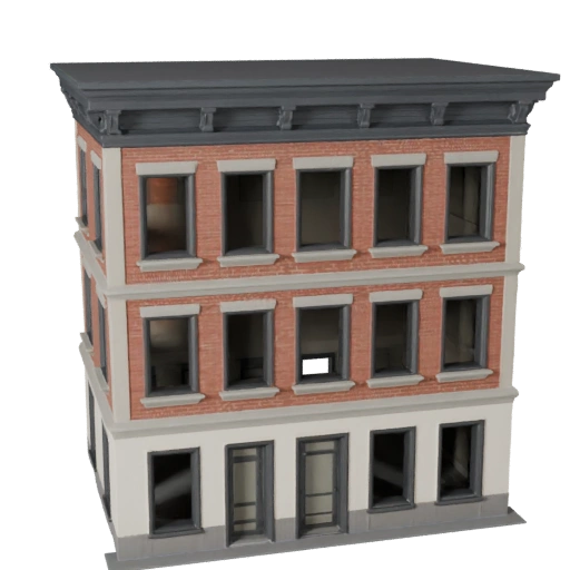 Modèle 3D de Kit de Façade Modulaire Stylisé pour Rue - Asset de Jeu