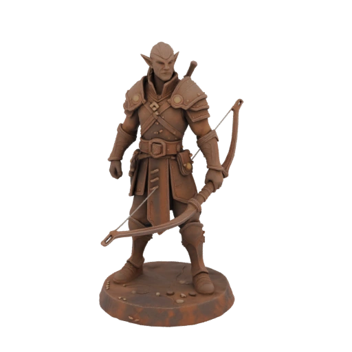 Miniatura STL de Elfo Patrulheiro de Fantasia - Pose de Vitória