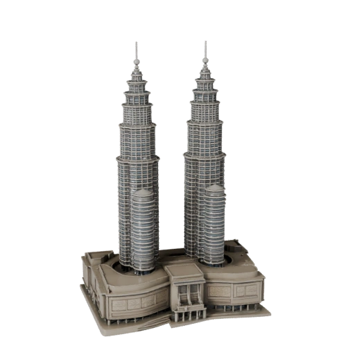 Printable Petronas Towers STL 3D Model - Scale Asset