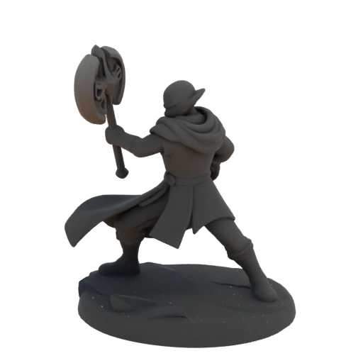 Fantasy Elf Cleric Miniature STL - Charging