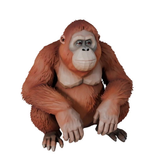 Modelo 3D de Orangotango Baixo Poli - Asset de Jogo Unity com FBX | PBR