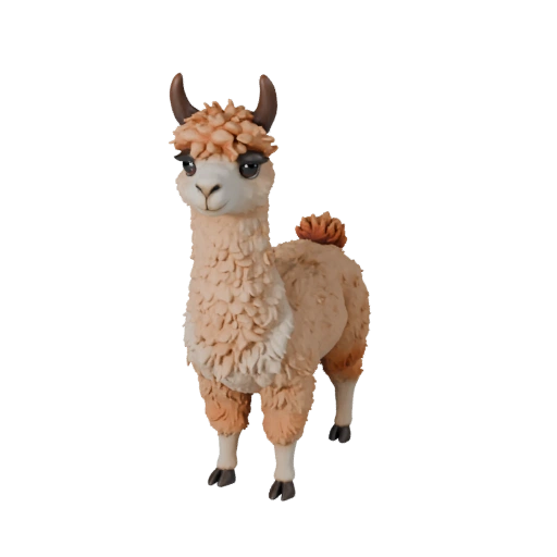Modello 3D Alpaca Cartone Animato - Asset Stilizzato per Animazione | PBR