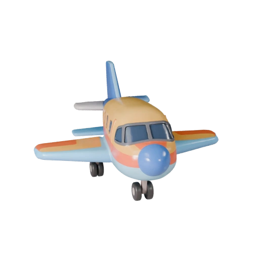 Modello 3D di Aereo Cartone Animato per Giochi Stilizzati Asset PBR