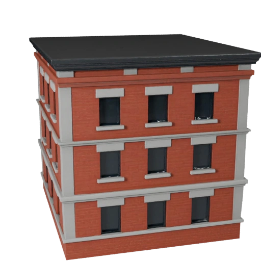 Modello 3D Facciata in Mattone Stilizzata - Asset di Gioco per Architettura