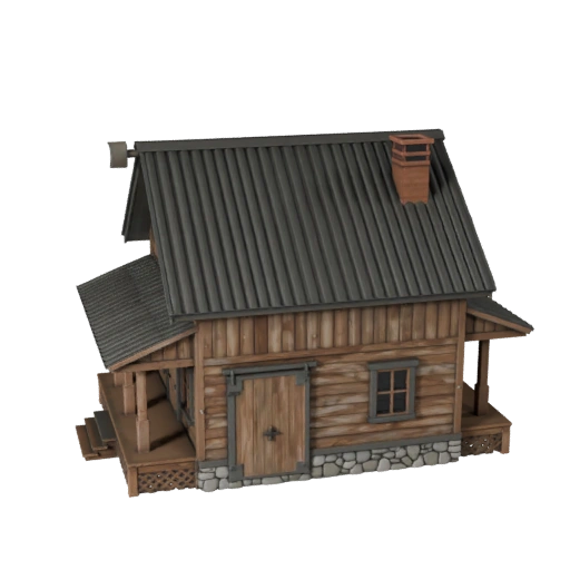 Modèle 3D de Fermette Low Poly pour Jeux Temps Réel et RV