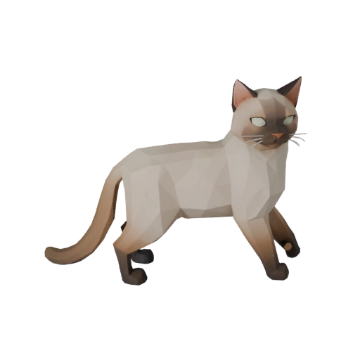 Modelo 3D Gato Birmanês Baixo Poli - Asset de Jogo Unity com FBX | PBR