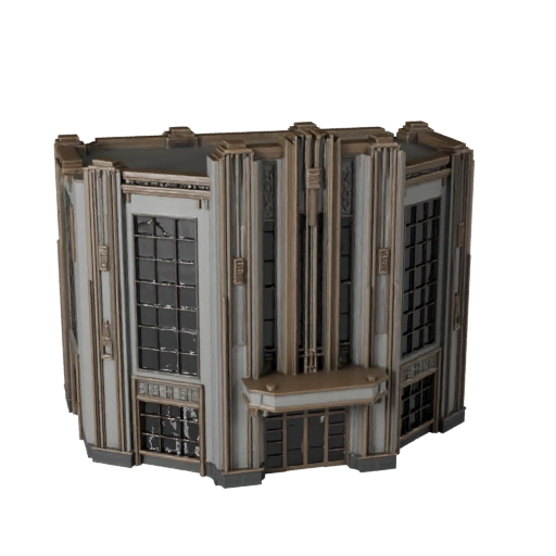 Low Poly Art Deco Fassade 3D Modell für Echtzeit-Asset für Spiele