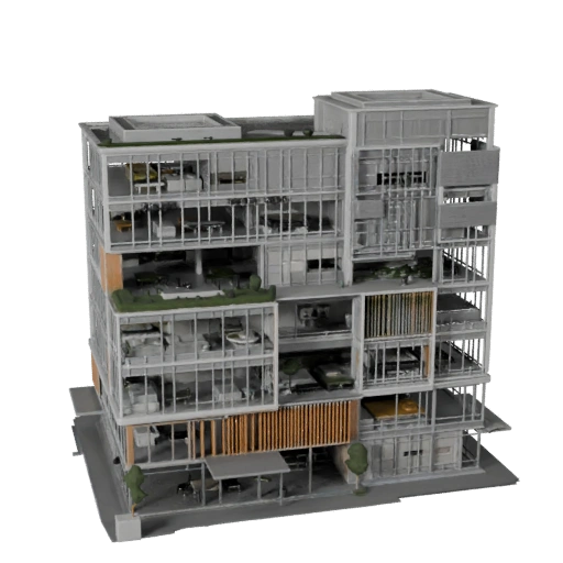 Modelo 3D de Prédio de Escritório Coworking para Unreal - Ativo em Tempo Real