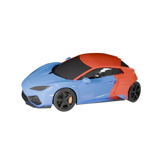Modelo 3D de Supercarro de Desenho Animado para Jogos Estilizados Ativo PBR