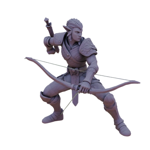 Miniatura STL de Elfo Guardabosques de Fantasía - Defensiva