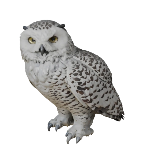 Schneeeule 3D-Modell für Blender - PBR-Asset mit Texturen | PBR