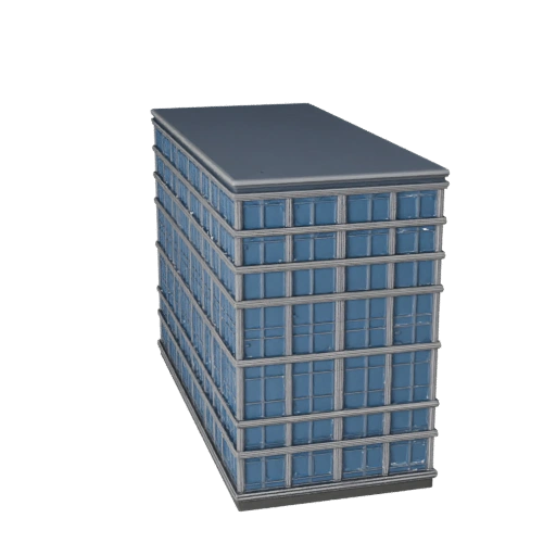 Modelo 3D de Fachada de Vidrio Moderna - Activo Realista de Archviz