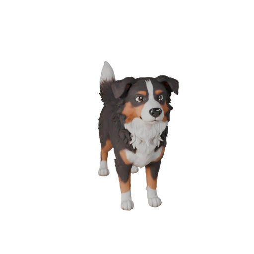 Modello 3D di Pastore Australiano Cartone Animato - Asset 3D Stilizzato