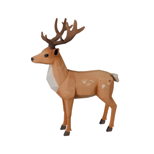 Modèle 3D Cerf Low Poly - Asset Unity avec FBX | Libre de droits