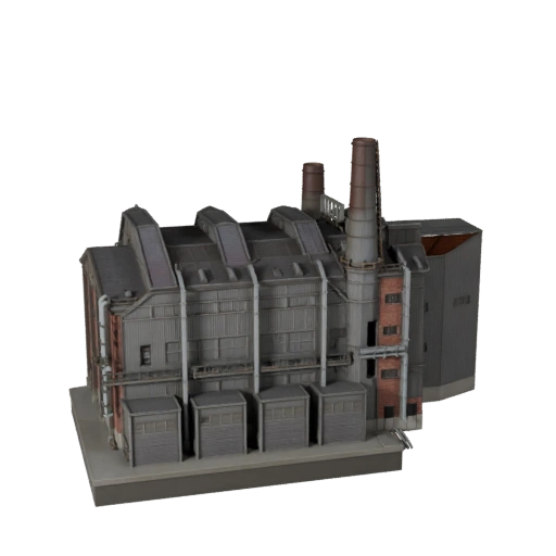 Stilisierte Kraftwerk 3D-Modell - Spiel-Asset für Architektur