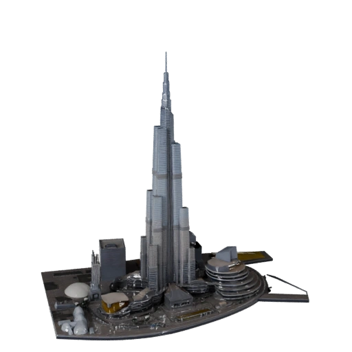 Modelo 3D Estilizado del Burj Khalifa - Activo para Videojuegos de Arquitectura
