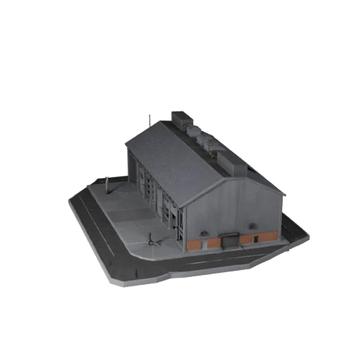 Low Poly Capannone Industriale Modello 3D per Asset di Gioco in Tempo Reale