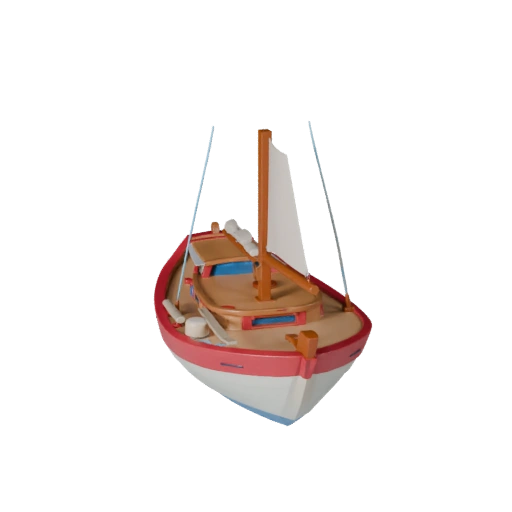 Modèle 3D de Voilier Dessin Animé pour Jeux Stylisés Actif PBR