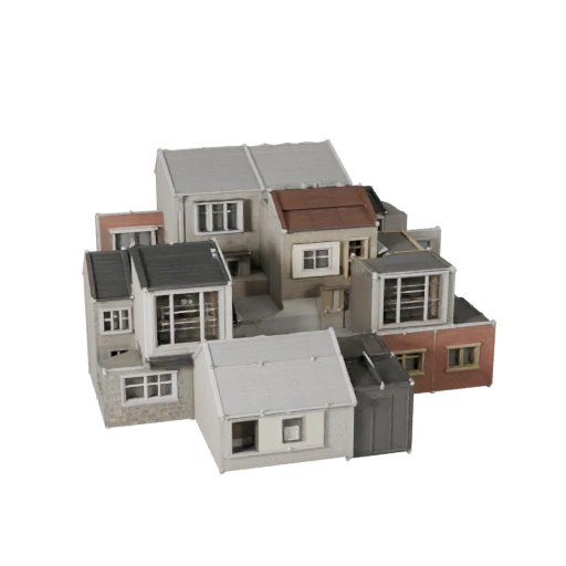 Modular Suburban Kit 3D Model - Realistic Archviz Asset