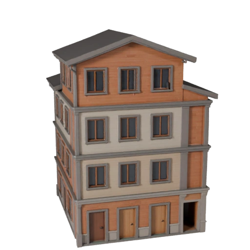 Casa Geminada Estilizada 3D - Asset de Jogo para Arquitetura