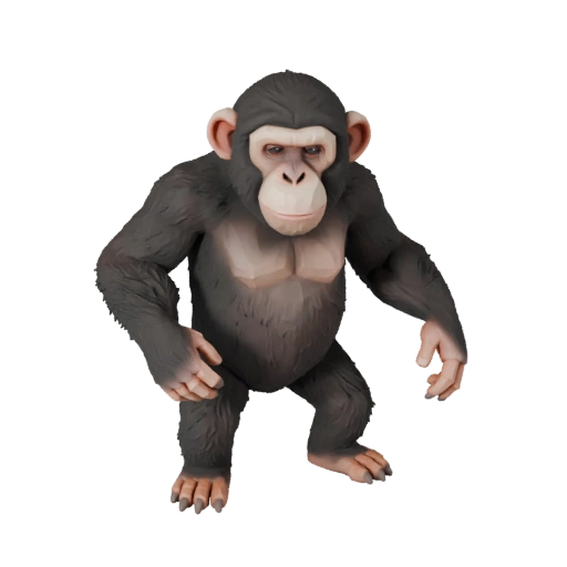 Low Poly Chimpanzee 3D Model - Unity Game Asset with FBX | PBR