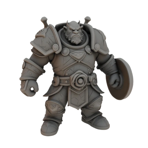 Miniatura STL de Guerrero Enano de Fantasía - Defensiva