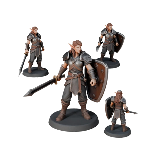 Sammelbarer Halbelf Waldläufer RPG-Held | Display-Asset