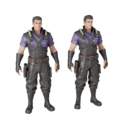 Modèle de personnage PNJ officier de science-fiction - Gréé
