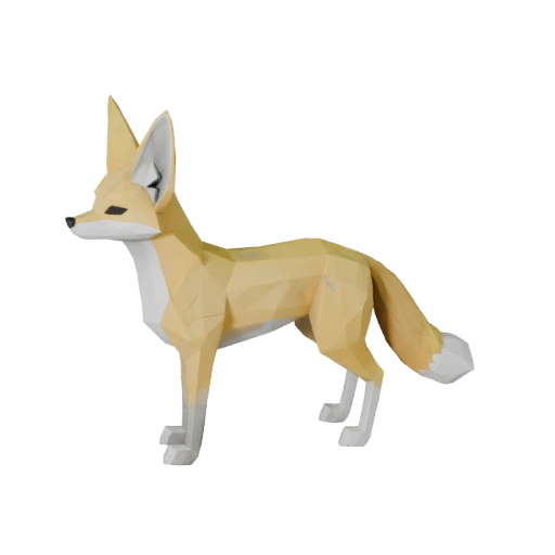 Modelo 3D Feneco Baixo Poli - Asset de Jogo Unity com FBX | PBR