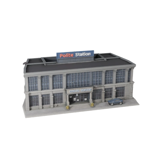 Modelo 3D de Estação de Polícia para Blender - Asset de Renderização