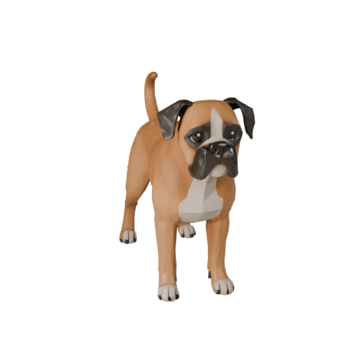 Modelo 3D Perro Boxer Poligonal Bajo - Asset de Juego para Unity con FBX | PBR