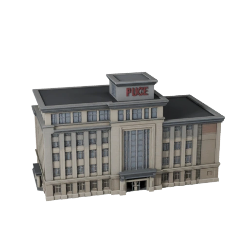Modelo 3D de Estação de Polícia Low Poly para Ativo de Jogo em Tempo Real
