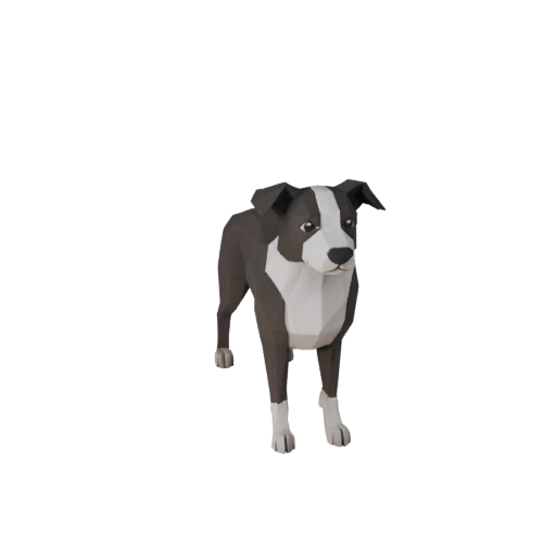 Низкополигональная 3D модель собаки бордер колли - игровой ресурс Unity с FBX