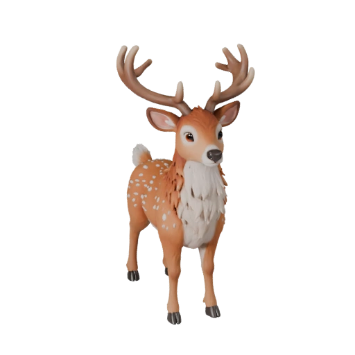 Modèle 3D Cerf Dessin Animé - Asset Stylisé pour Animation | Libre de Droits