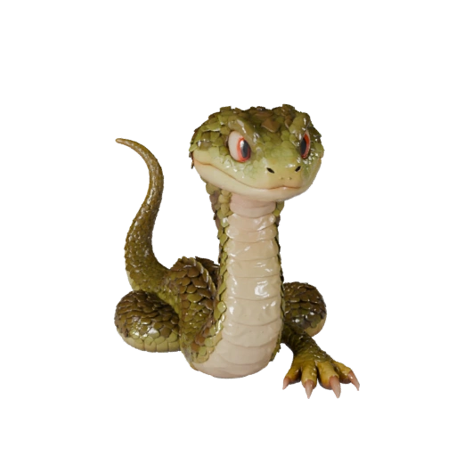 Modelo 3D de Cobra Real Desenho Animado - Asset Estilizado para Animação