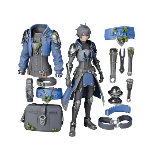 Anime Cobalt Assassin Character Model - Rigged