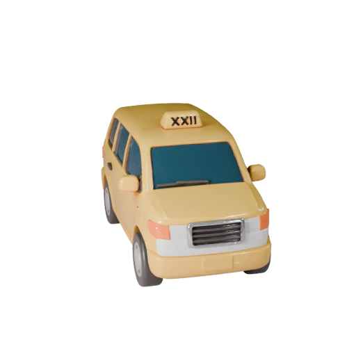 Modelo 3D de Taxi de Caricatura para Juegos Estilizados Activo PBR