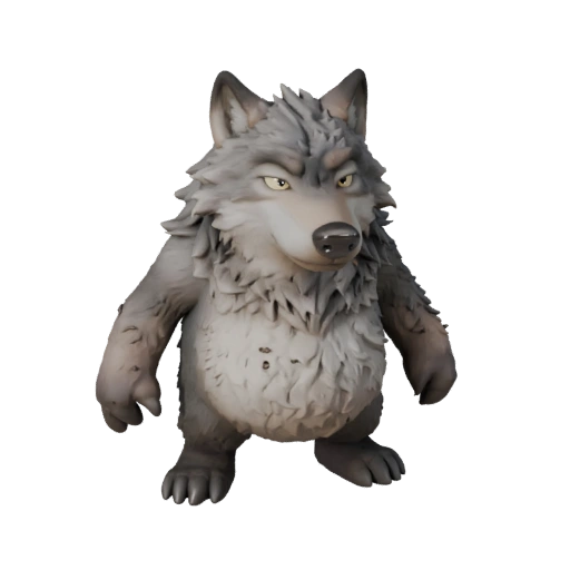 Cartoon Wolf 3D Modell - Stilisierte Asset für Animation | Lizenzfrei