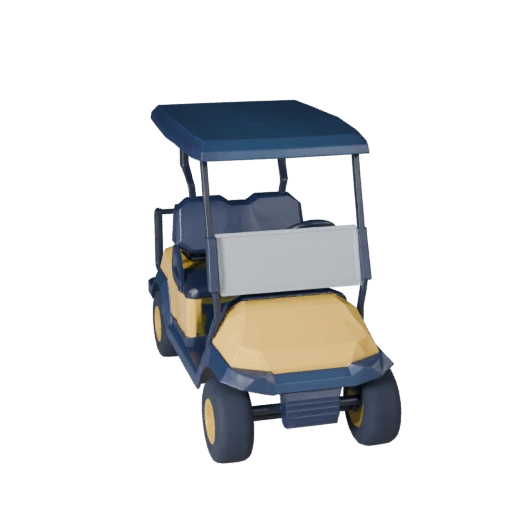 Modelo 3D de Carrito de Golf Poligonal Bajo para Unity y Unreal PBR Asset