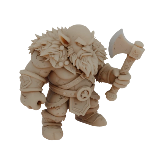 Fantasy Dwarf Barbarian Miniature STL - Exploration