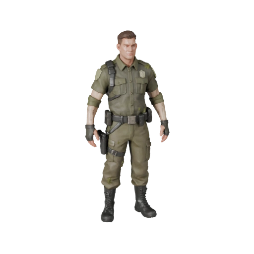 Modèle de personnage réaliste d'officier PNJ - Monté