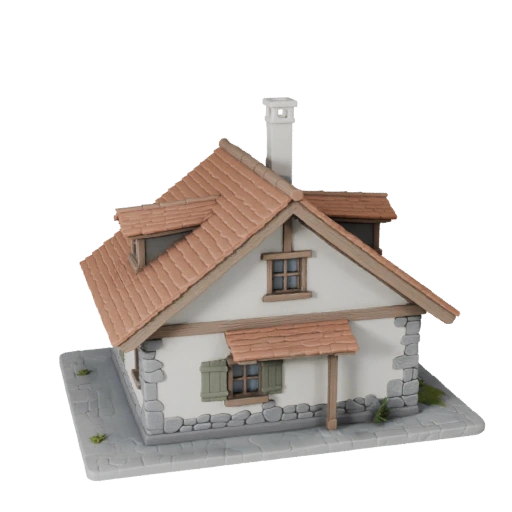 Modelo 3D de Chalé Estilizado - Asset de Jogo para Arquitetura