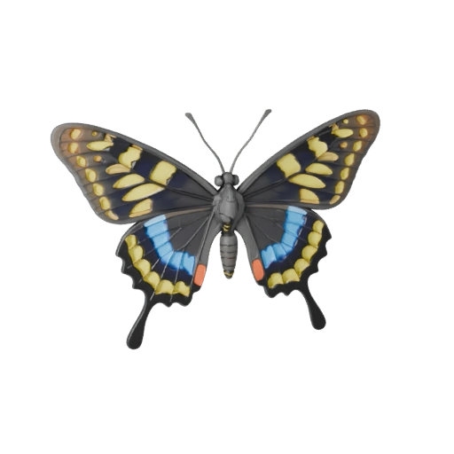 Modelo 3D de Borboleta Cauda de Andorinha Cartoon - Asset Estilizado