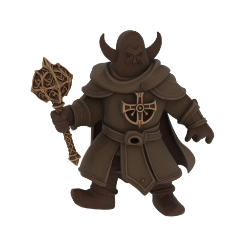 Miniatura STL de Clérigo Enano de Fantasía - Defensiva
