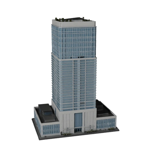 Torre Estilizada do Distrito Financeiro Modelo 3D - Asset de Jogo