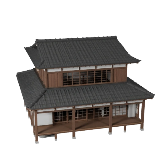 Casa Japonesa de Alto Poligonaje 3D para Visualización Arquitectónica